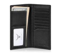 HISCOW Full Grain Leather Slim Long Wallet for Men, Full Grain Black, One Size, Classic