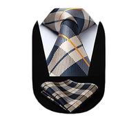 HISDERN 63 Inch Mens Ties Extra Long Tie and Pocket Square | 160cm Length，Various Types of Knotted Neckties，Perfect for Big and Tall，Necktie and Handkerchief，Formal，Wedding，Business，XL