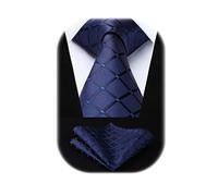 HISDERN 63 Inch Mens Ties Extra Long Tie and Pocket Square | 160cm Length，Various Types of Knotted Neckties，Perfect for Big and Tall，Necktie and Handkerchief，Formal，Wedding，Business，XL