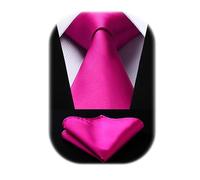 HISDERN 63 Inch Mens Ties Extra Long Tie and Pocket Square | 160cm Length，Various Types of Knotted Neckties，Perfect for Big and Tall，Necktie and Handkerchief，Formal，Wedding，Business，XL