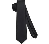 HISDERN Black Tie for Men Funeral Silk Skinny Ties Classic Solid Slim Necktie for Wedding Party Business (6cm)