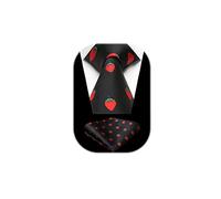 HISDERN Black Tie for Men Strawberry Pattern Ties Handkerchief Novelty Animal Print Wedding Necktie & Pocket Square Set