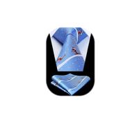 HISDERN Christmas Blue Ties for Men Xmas Novelty Tie and Pocket Square Festive Party Funny Necktie Gift Set