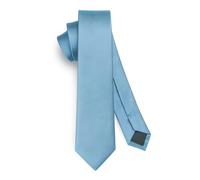 HISDERN Dusty Blue Tie Silk Skinny Tie Slim ties For Men Solid NeckTie Classic Formal Tie For Business Wedding(6cm)