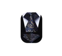 HISDERN Extra Long Floral Paisley Tie Handkerchief Men's Necktie & Pocket Square Set, XL, 63 inches length, Brown & Navy Blue 2