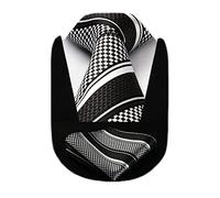 HISDERN Extra Long Polka Dots Tie Handkerchief Men's Necktie & Pocket Square Set, XL, 63 inches length, Black / Silver / White