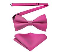HISDERN Fuchsia Bow Tie for Men Pre-tied Bowtie and Pocket Square Set Dickie Bow Ties Handkerchief Elegant Formal Bowties for Wedding Party Prom