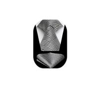 HISDERN Gray Tie Houndstooth Classic Wedding Tie and Pocket Square Set Elegant Formal Business Party