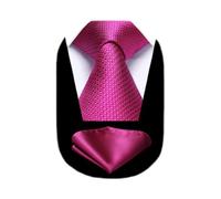 HISDERN Hot Pink Ties for Men Weddin Formal Classic Tie and Pocket Squares Set Elegant Business Party