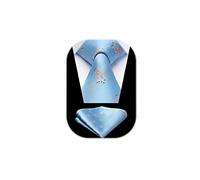 HISDERN Light Blue Tie for Men Giraffe Pattern Ties Handkerchief Novelty Animal Print Wedding Necktie & Pocket Square Set
