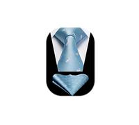 HISDERN Light Blue Tie for Men Rabbit Pattern Ties Handkerchief Novelty Animal Print Wedding Necktie & Pocket Square Set