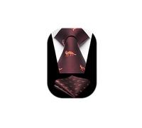 HISDERN Maroon Tie for Men Fox Pattern Ties Handkerchief Novelty Animal Print Wedding Necktie & Pocket Square Set
