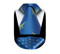 HISDERN Men's Animal Pattern Ties Wedding Tie Handkerchief Fashion Print Business Necktie & Pocket Square Set