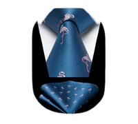 HISDERN Men's Animal Pattern Ties Wedding Tie Handkerchief Fashion Print Business Necktie & Pocket Square Set