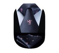 HISDERN Men's Animal Pattern Ties Wedding Tie Handkerchief Fashion Print Business Necktie & Pocket Square Set
