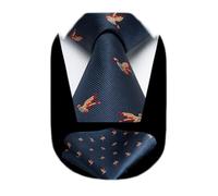 HISDERN Men's Animal Pattern Ties Wedding Tie Handkerchief Fashion Print Business Necktie & Pocket Square Set