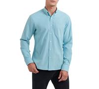 HISDERN Mens Blue Oxford Shirts Long Sleeve Button Down Casual Shirts for Men Formal Business Shirt with Pocket Regular Fit 4XL