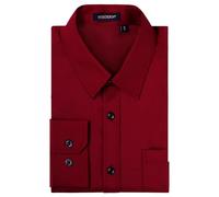 HISDERN Mens Dress Shirts Formal Long Sleeve Shirt Regular Fit Shirts Casual Shirt Red XXL