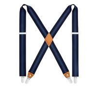 HISDERN Men's Elastic Braces with Very Strong 4 Clips Suspenders X Style Adjustable Suspender Blue Stripes