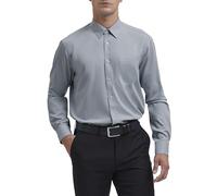 HISDERN Men's Gray Dress Shirt Long Sleeve Regular Fit Business Bamboo Fiber Shirt Casual Wrinkle-Free Shirt with Pocket,M
