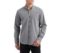 HISDERN Men's Grey Shirts Long Sleeve Casual Button Down Oxford Shirt for Men Regular Fit S