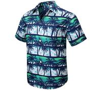 HISDERN Men's Hawaiian Shirt Short Sleeve Shirts Summer Hawaii Shirts with Front Pocketfor Men Tropical Holiday Beach Green S