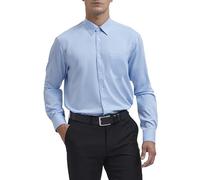 HISDERN Men's Long Sleeve Shirt for Men Regular Fit Business Dress Blue Shirt Casual Bamboo Fiber Non Iron Shirt with Pocket,3XL