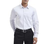 HISDERN Men's Long Sleeve White Shirt Business Bamboo Fiber Dress Shirt Regular Fit Non Iron Shirt with Pocket,M