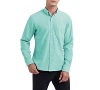 HISDERN Men's Oxford Shirt Long Sleeve Casual Plain Button Down Smart Dress Shirts for Men Adult with Pocket Regular Fit Mint Green 4XL