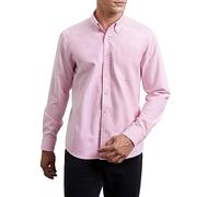 HISDERN Mens Pink Oxford Shirts Long Sleeve Casual Smart Shirts for Men Button Down Dress Shirt Adult Regular Fit XXL