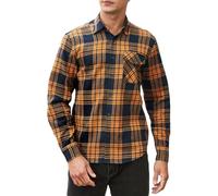 HISDERN Men's Plaid Flannel Shirt Long Sleeve Regular Fit Warm Cotton Casual Checked Tartan Button Down Shirt Navy/Caramel M