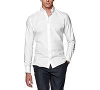 HISDERN Men's Shirts Formal Dress Shirt Long Sleeve Regular Fit Casual Shirt Solid Button Up Shirts Twill White M