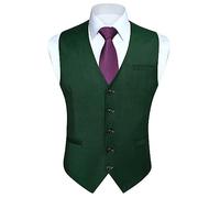 HISDERN Mens Waistcoats Green Waistcoat for Men Gentlemen Suit Vest uk Formal Wedding Party Plain Solid Color Waistcoats,Forest Green,3XL