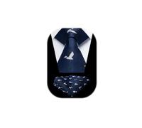 HISDERN Navy Blue Tie for Men Bird Pattern Ties Handkerchief Novelty Animal Print Wedding Necktie & Pocket Square Set