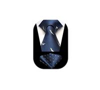 HISDERN Navy Blue Tie for Men Parrot Pattern Ties Handkerchief Novelty Animal Print Wedding Necktie & Pocket Square Set