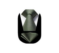 HISDERN Olive Green Tie Formal Wedding Tie and Pocket Square Set Classic Elegant Business Necktie and Handkerchief Party