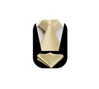 HISDERN Pastel Yellow Ties for Men Wedding Tie & Pocket Square Set Formal Business Necktie Handkerchief Herringbone Neckties