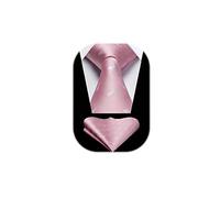 HISDERN Pink Tie for Men Rabbit Pattern Ties Handkerchief Novelty Animal Print Wedding Necktie & Pocket Square Set