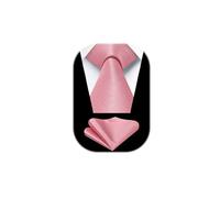 HISDERN Pink Ties for Men Wedding Classic Tie and Pocket Square Set Elegant Formal Men Necktie Business Party