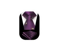 HISDERN Purple Tie for Men Bee Pattern Ties Handkerchief Novelty Animal Print Wedding Necktie & Pocket Square Set