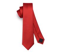 HISDERN Red Tie Silk Skinny Tie Slim ties For Men Solid NeckTie Classic Formal Tie For Business Wedding(6cm)