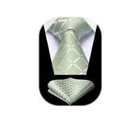 HISDERN Sage Green Ties for Men Wedding Tie and Pocket Square Set Foraml Classic Check Necktie with Handkerchief for Party Businiess Banquet