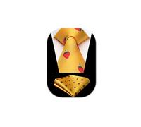 HISDERN Yellow Tie for Men Strawberry Pattern Ties Handkerchief Novelty Animal Print Wedding Necktie & Pocket Square Set