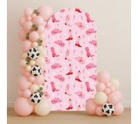 HISDH Rodeo Birthday Arch Backdrop Covers Pink Plaids Cowgirl Baby Shower Decorations Chiara Arch Spandex Cover Wild Cows Western Girl Fiesta Party (6x2.6ft,3284)