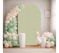 HISDH Silly Goose Arch Backdrop Cover Plaids Gingham Stretchy Spandex Arch Stand Cover for Girl Boy 1st Birthday Party Easter Baby Shower Decoration (6FT,Green)