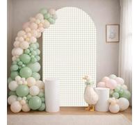 HISDH Silly Goose Arch Backdrop Cover Plaids Gingham Stretchy Spandex Arch Stand Cover for Girl Boy 1st Birthday Party Easter Baby Shower Decoration (6FT,Tan)