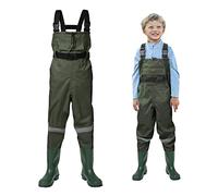 HISEA Kids Chest Waders Nylon/PVC Youth Fishing Waders for Toddler & Children Waterproof Hunting Waders for Kids with Boots