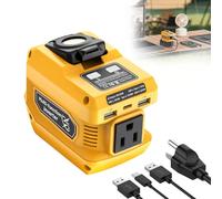 Hisecren 220W Portable Power Inverter Compatible with Dewalt 20V Battery, DC 20V to AC 110V Battery Inverter Power Station with 400lm LED Work Light, 1 AC Outlet
