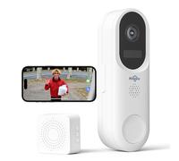 Hiseeu 2K HD Wireless Video Doorbell Camera, Real-time View, Two-way Audio,Rechargeable battery 4500mAh,Smart Human Detection, Night Vision, IP65 Waterproof, 2.4G & 5GHz WiFi, Requires kit