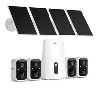 Hiseeu 2K Solar Security Camera System, 4 Cam Kit with Base & 500GB HDD | 4x2K Battery Powered Camera,Colour Night Vision, PIR/AI Detection, 2 Way Audio, IP66, 2.4GHz & 5GHz WiFi